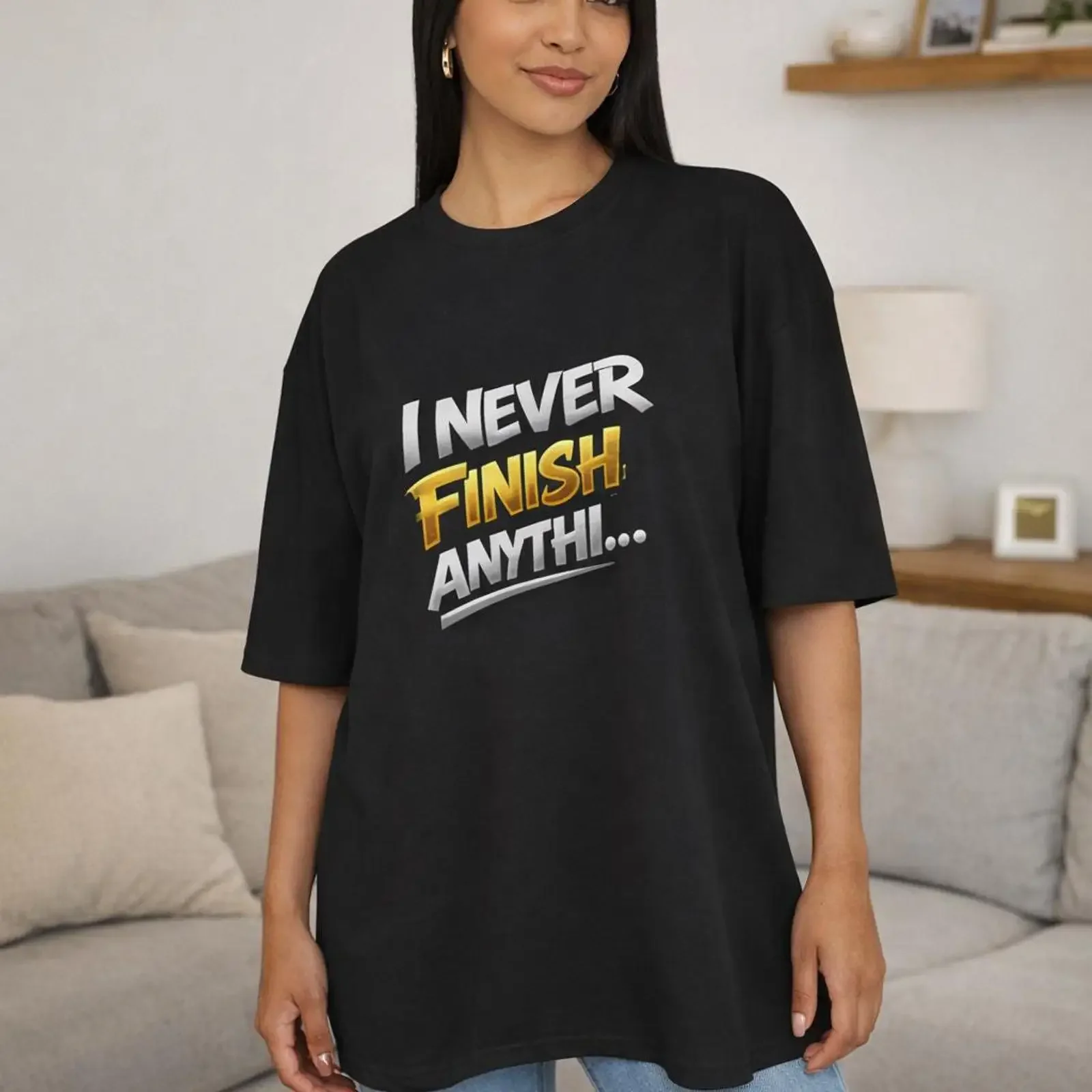 I Never Finish Anyth T Shirt Funny Quote RemainStudio vintage Washed graphic Unisex Versatile Stylish Casual fashion Slightly