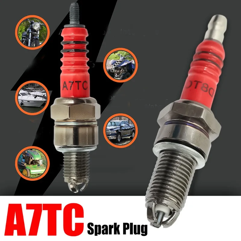 Motorcycle Triple Side Pole Spark Plug A7TC D8TC Gasoline Chainsaw Brushcutter Engine Accessories Three-jaw Scooter Spark Plugs