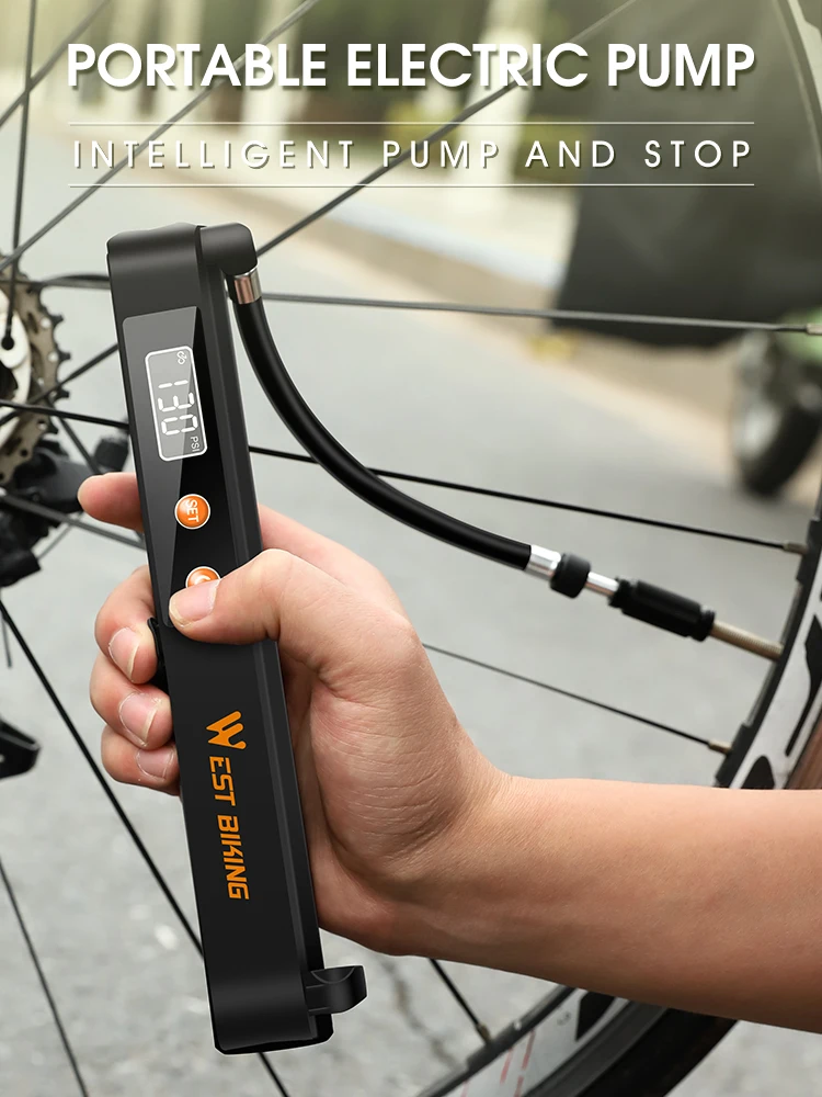 WEST BIKING Lokaler Versand Intelligente Auto-Luftpumpe Tragbarer Kabelloser 130PSI Reifenfüller Motorrad Ball Fahrrad Schnelle Elektrische Pumpe