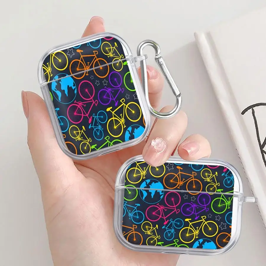 

Case For Airpods 3 1 4 Pro3 Pro2 2 Pro Clear Earphone Cases Cover Colored Bicycle