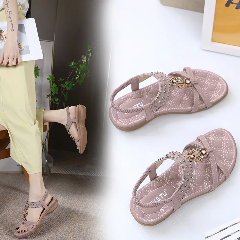 High Quality 2023 Summer New Bohemian Style Women Casual Shoes Women's Flat Sandals Plush Size Comfortable Beach Shoes