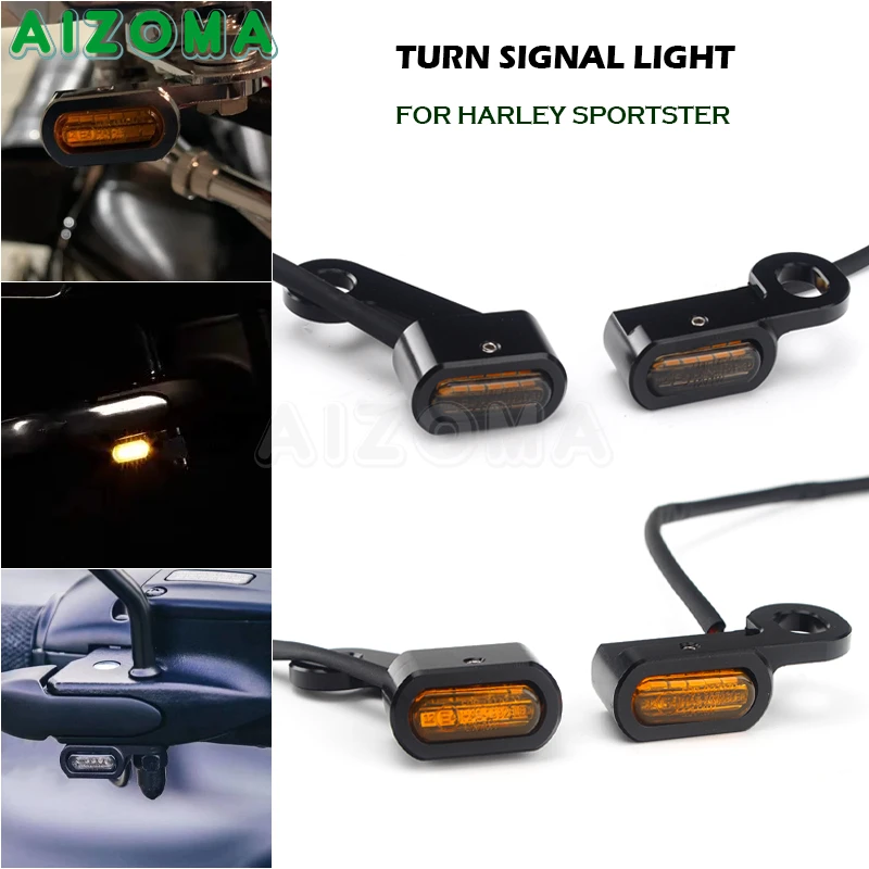 Motorcycle Amber LED Turn Signal Indicator Light For Harley Sportster XL 883 XL 1200 48 2004-2021 Handlebar 12V E4 Blinker Lamp
