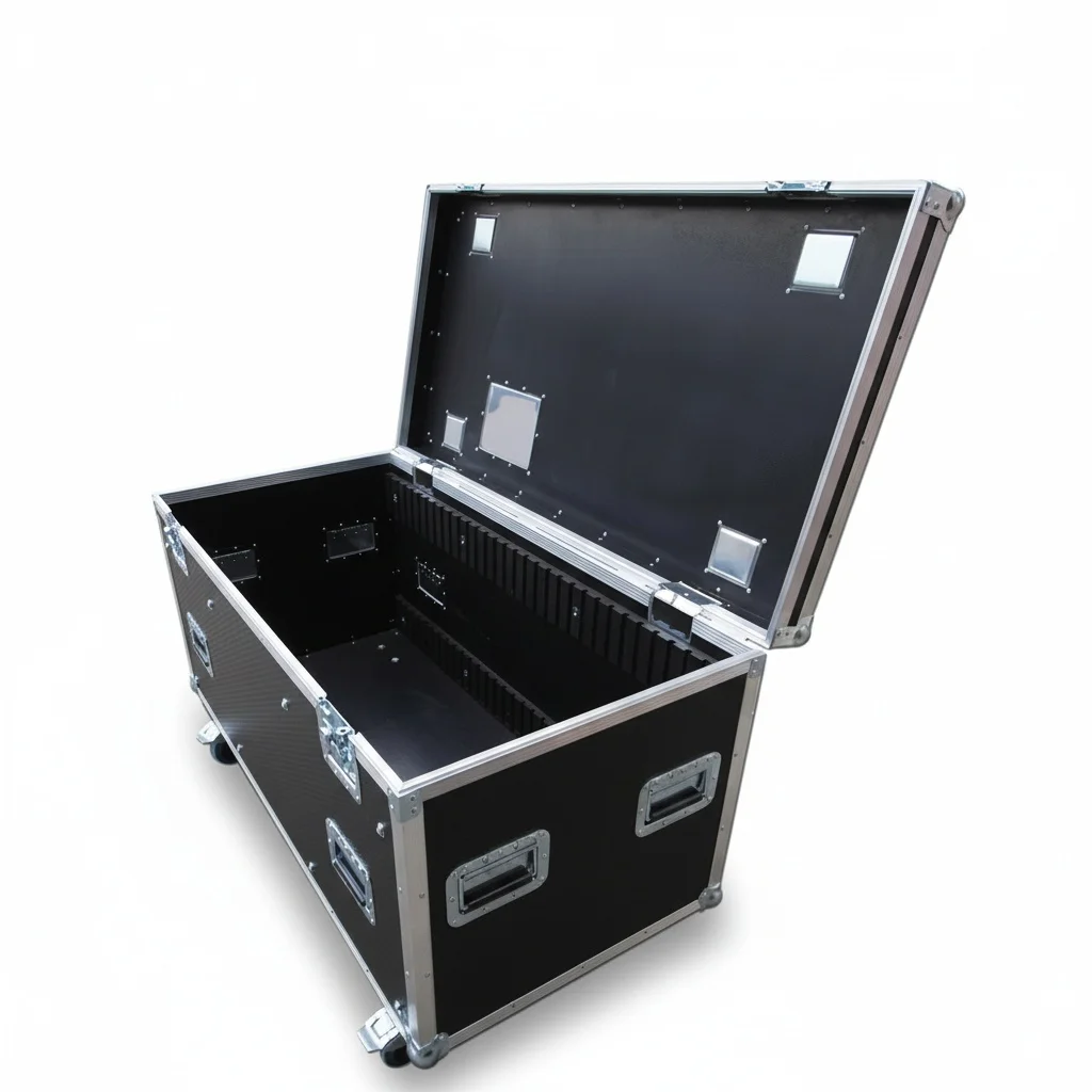 ATA Flight Case with Wheels, Aluminum Frame Utility Trunk, 30-1/4 x 18-1/2 x 20 Tour Road Case, Transport Storage Cable Case