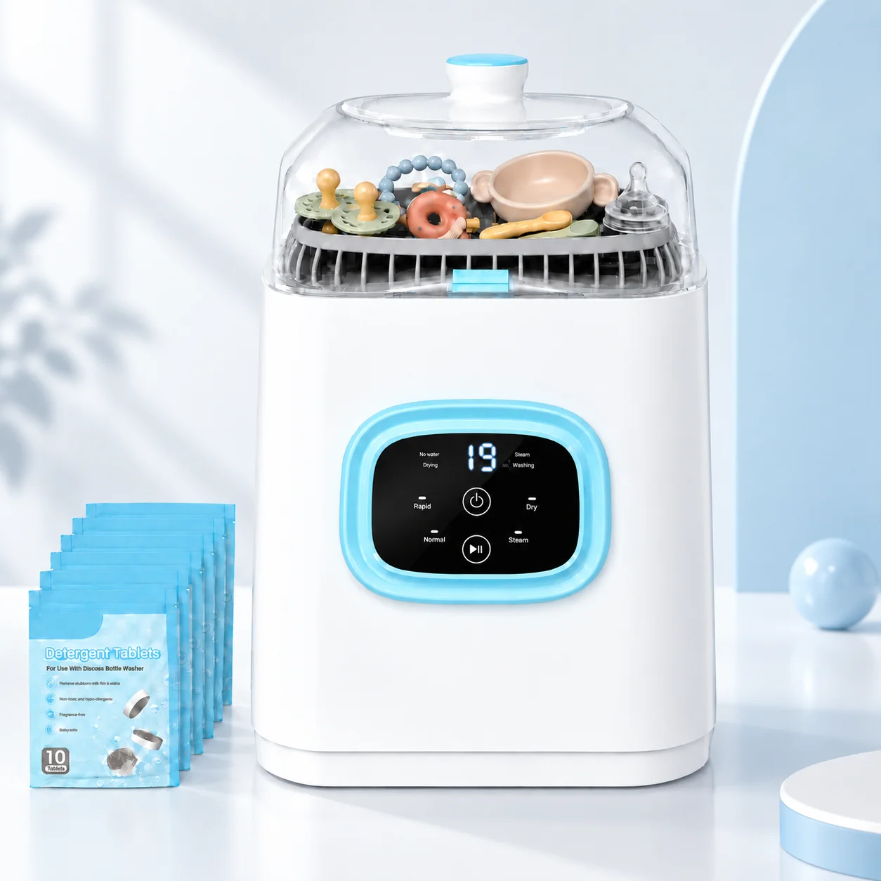 Smart Digital Baby Bottle Washer Automatic Baby Bottle Cleaning Machine 4 in 1 Wash Steam Sanitize Dry Store for Pacifier