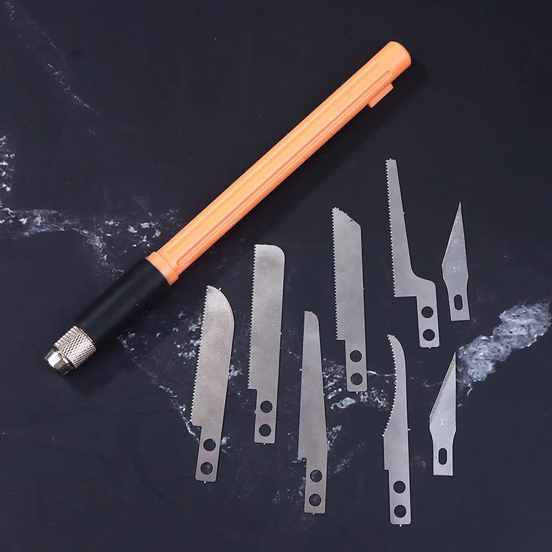 

1Pc Mini Hand Saw Model Craft Tools With 8 DIY Craft Pieces Blades Modelling Knife For Hand Cutting Wood Crafts Model Building