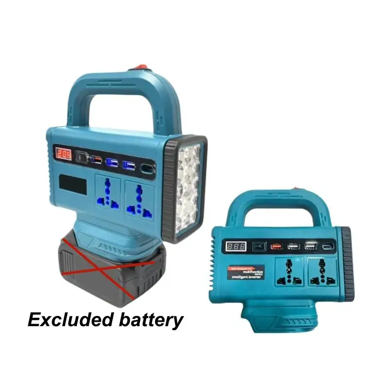 1Pcs Home Multifunctional Lithium Battery Inverter With Light 150W Electric Tool Battery DC 18V-21V To AC 220V DC To AC Inverter