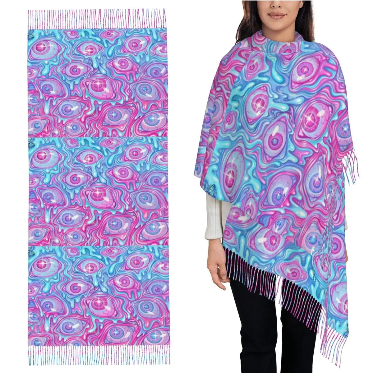 

Узор глазного яблока - версия 2, шарф, шарфы с кисточками, женские мягкие теплые шали и накидки, большая осенне-зимняя шаль