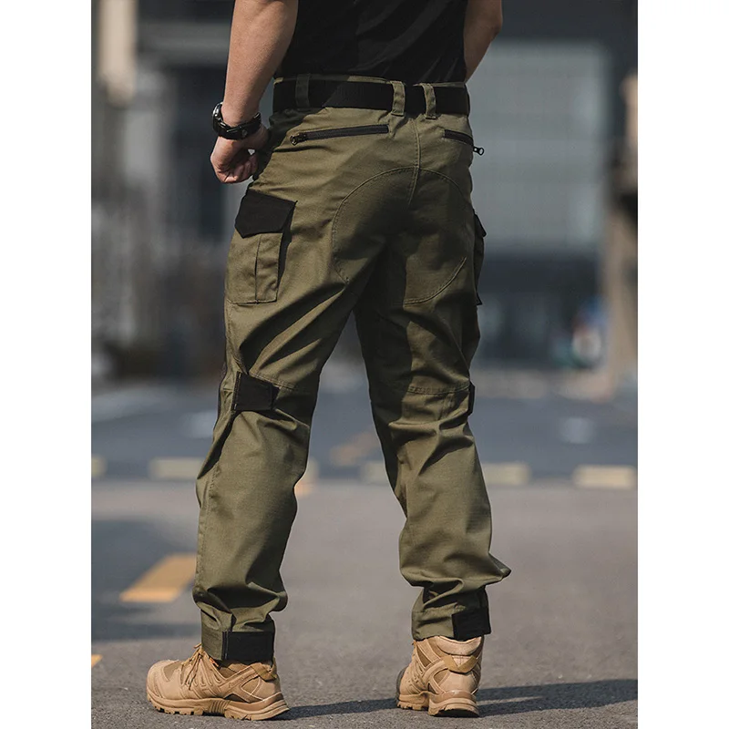 Lynjacye Mens Outdoor Straight Leg Tactical Pants Men\'s Waterproof Work Pants Knee Protection Military Multi Pocket Trousers