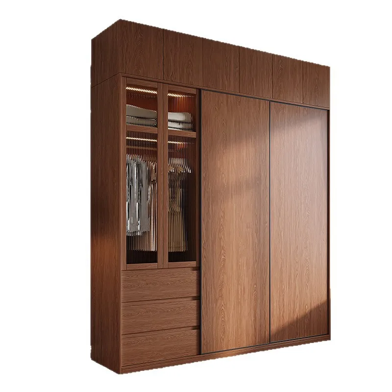 

Light Luxury Wardrobes Oak Sliding Bedroom Apartment Wardrobes Antique Style Glass Home Furniture Шкафы Для Одежды ZY40YG