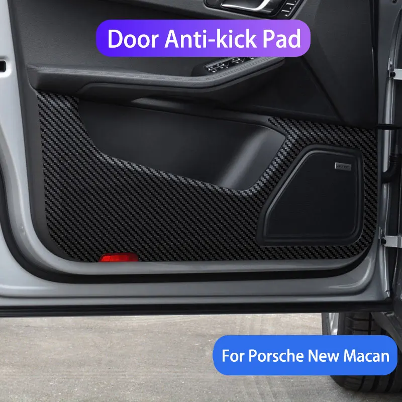 

Car Interior Door Protection Panel Anti-kick Pad Mats For Porsche New Macan Carbon Fiber Sticker Auto Interior Accessories