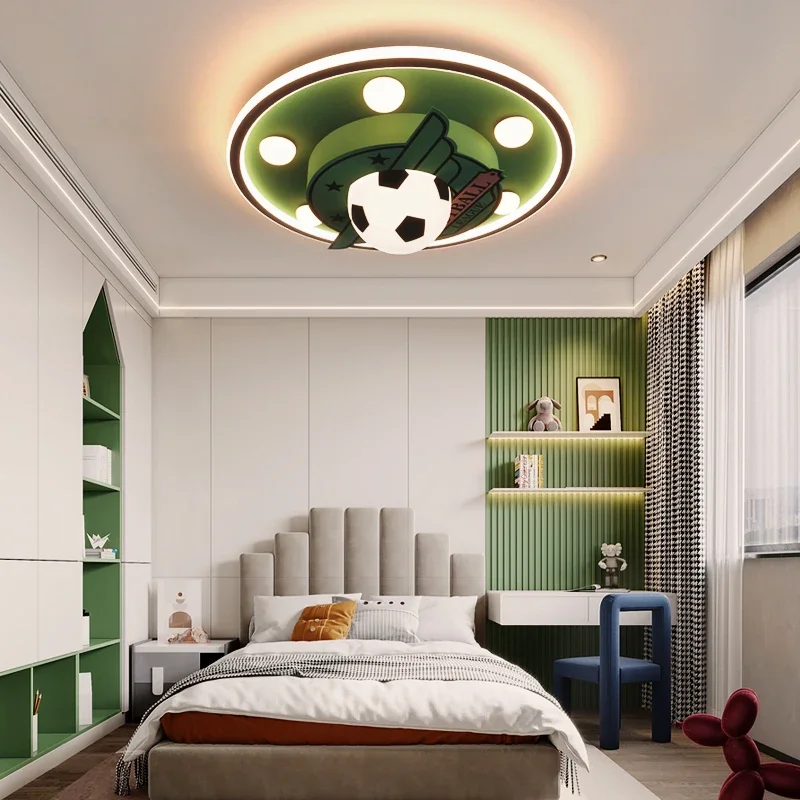 Moderno dos desenhos animados luz de teto design futebol led luminária decoração para o quarto das crianças cabeceira lustre teto