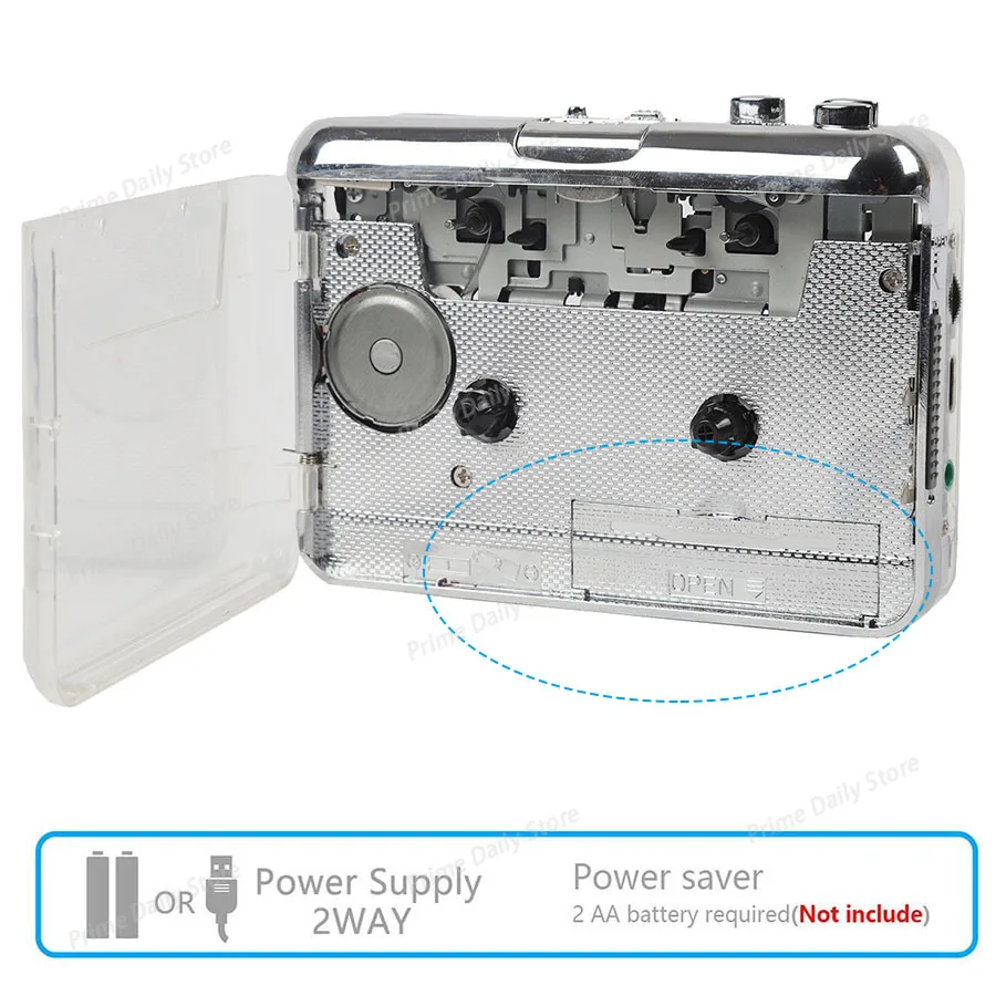 Portable Classic Cassette Tape Player, Fully Transparent Shell Cassette to MP3 Converter, Type-C Interface MP3  Music Player