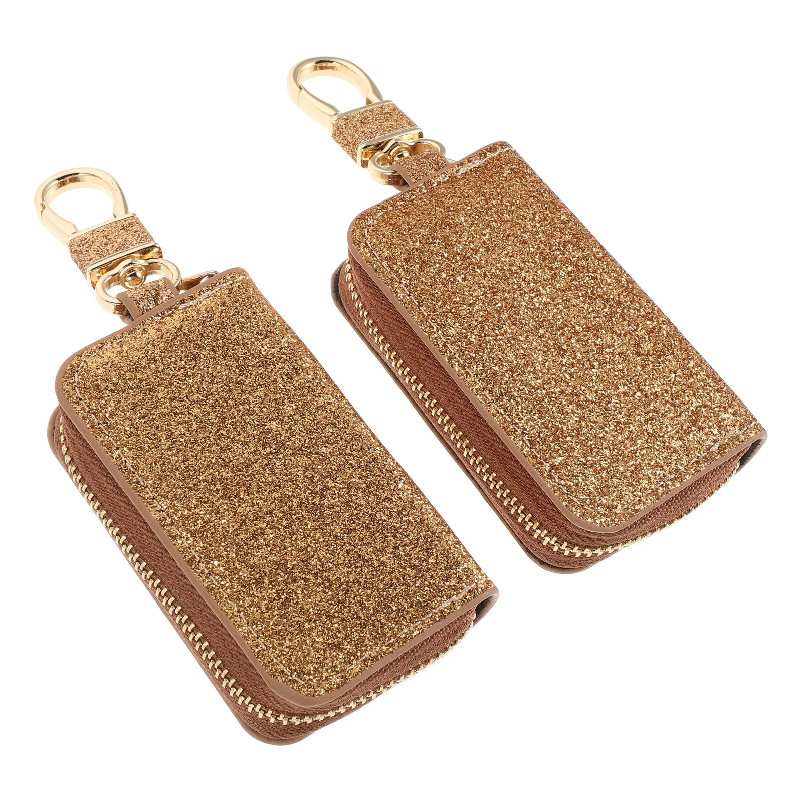 

2pcs Car Key Case Cover Pu Key Fob Holder Compact Waterproof Mini Bag For Keys Portable Organizer Travel Essential Pouch