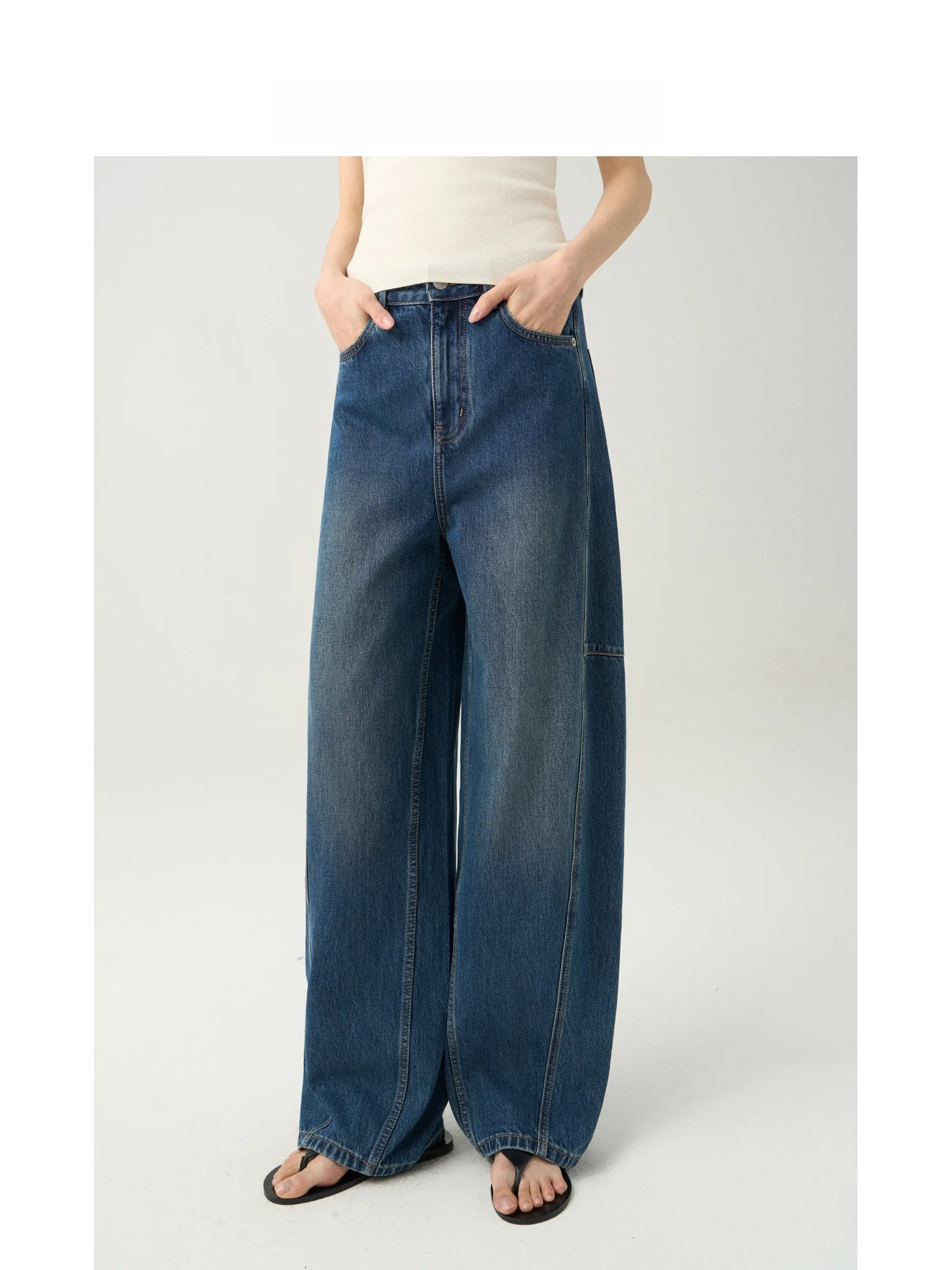 

High Waist Wide Leg Jeans Women's Arc Blade Loose Fit Jeans High Waist Slimming Banana Pants Cotton Spring Season Jeans