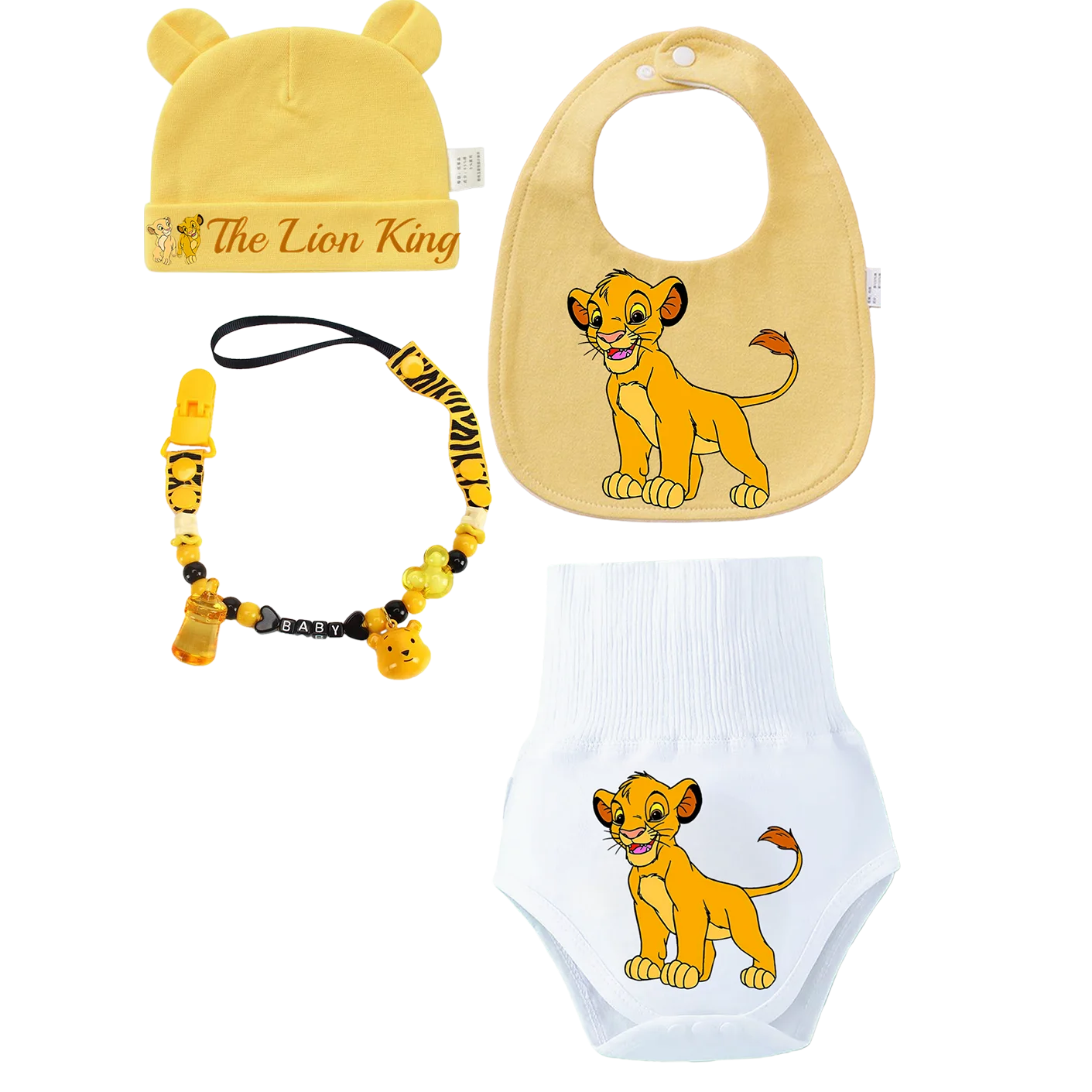 Baby bib with printed design  suitable for babies Newborn burp cloth Children's hat Baby soothing pacifier holder Boys & girls view 3