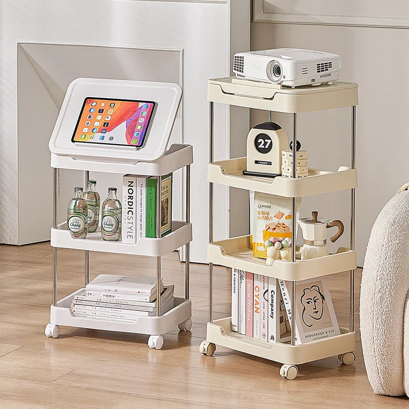 

3/4 Tier Mobile Storage Rack Trolley Bookshelf Household Cart Kitchen Corner Narrow Slit Storage Cabinet Bathroom Living Room