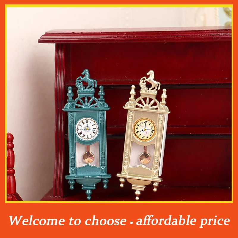 

。1PC new Doll House Scene Props Mini Retro Roman Clock Living Room Decoration Pendant Clock