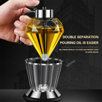 200ml Honey Dispenser with Stand Diamond Shaped Glass Large Capacity Oil Dispenser Multifunction Oil Bottle Kitchen Tools