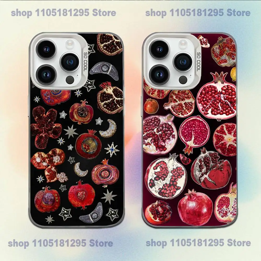 حافظة هاتف مطلية بالرمان الفاكهة لهاتف آيفون XR,17,16,15,14,13,12,11,X,Mini,Pro,E,MAX غطاء مقاوم للصدمات من الحلوى البيضاء غير اللامعة #1