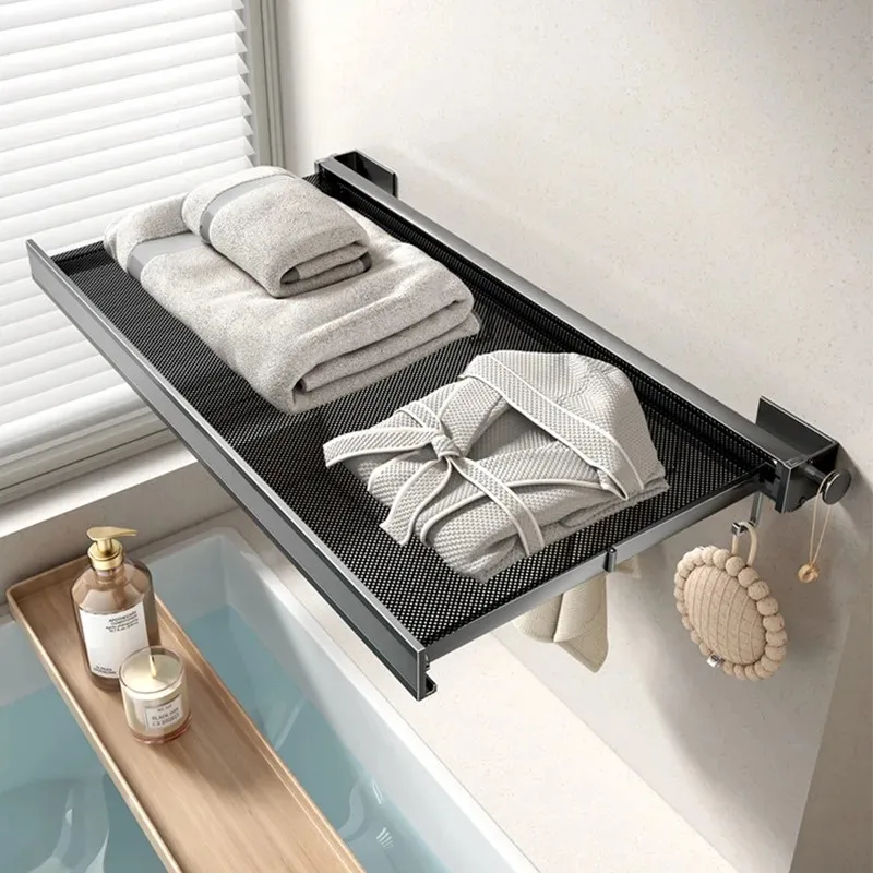 

Сушилка для белья из космического алюминия, складная, для балкона/окна, без сверления, выдвижная, невидимая, для свитеров, носков и одежды