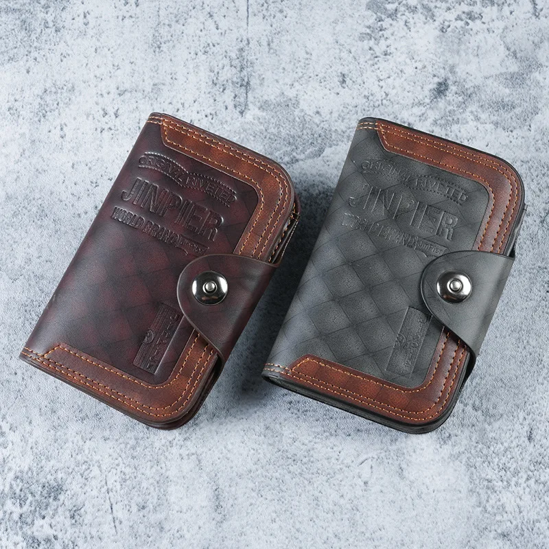 New Vintage Genuine Leather Men Short Bifold Wallet Business Multi Card Holder Zipper Coin Pocket Horizontal Purse For Men