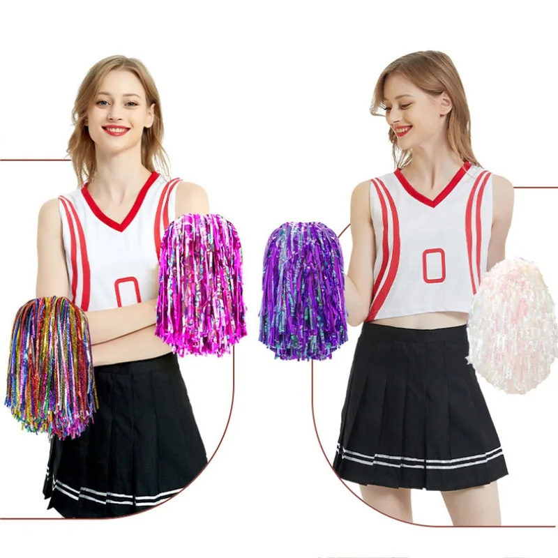 

1Pair Cheer Dance Tassel Pom Poms Sport Competition Cheerleading Pompoms Flower Ball for Game Football Basketball Match 30CM