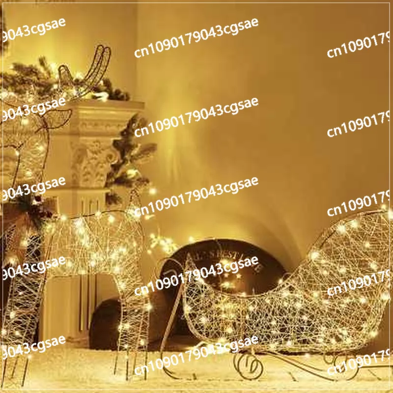 Christmas Deer Pulling Elk Ornament Christmas Decoration Scene Arrangement Luminous Decoration Mei Chen Sleigh Sales Department