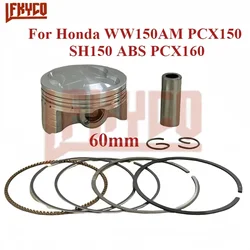 60mm Motorcycle Piston Rings Kit for Honda WW150AM PCX150 SH150 ABS PCX160 PCX Vario160cc Pin 14mm Scooter Engine Cylinder Parts