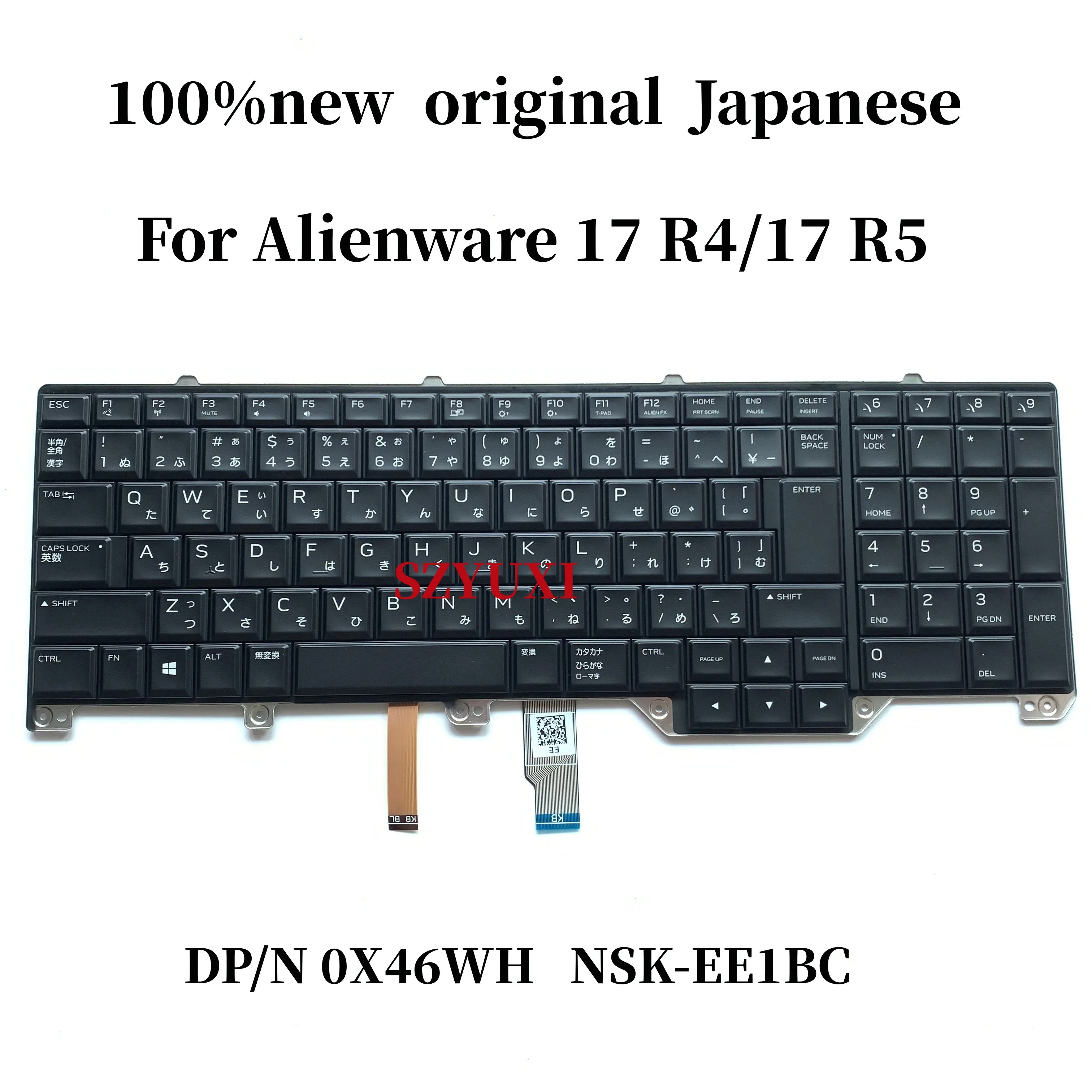 100%NEW original For Dell Alienware 17 R4 17 R5 Laptop Keyboard with Backlight NSK-EE1BC NSK-EE0BC