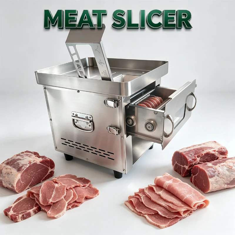 Commercial Stainless Steel Small Automatic Meat Slicer Household Pork Meat Strip Dicing Machine