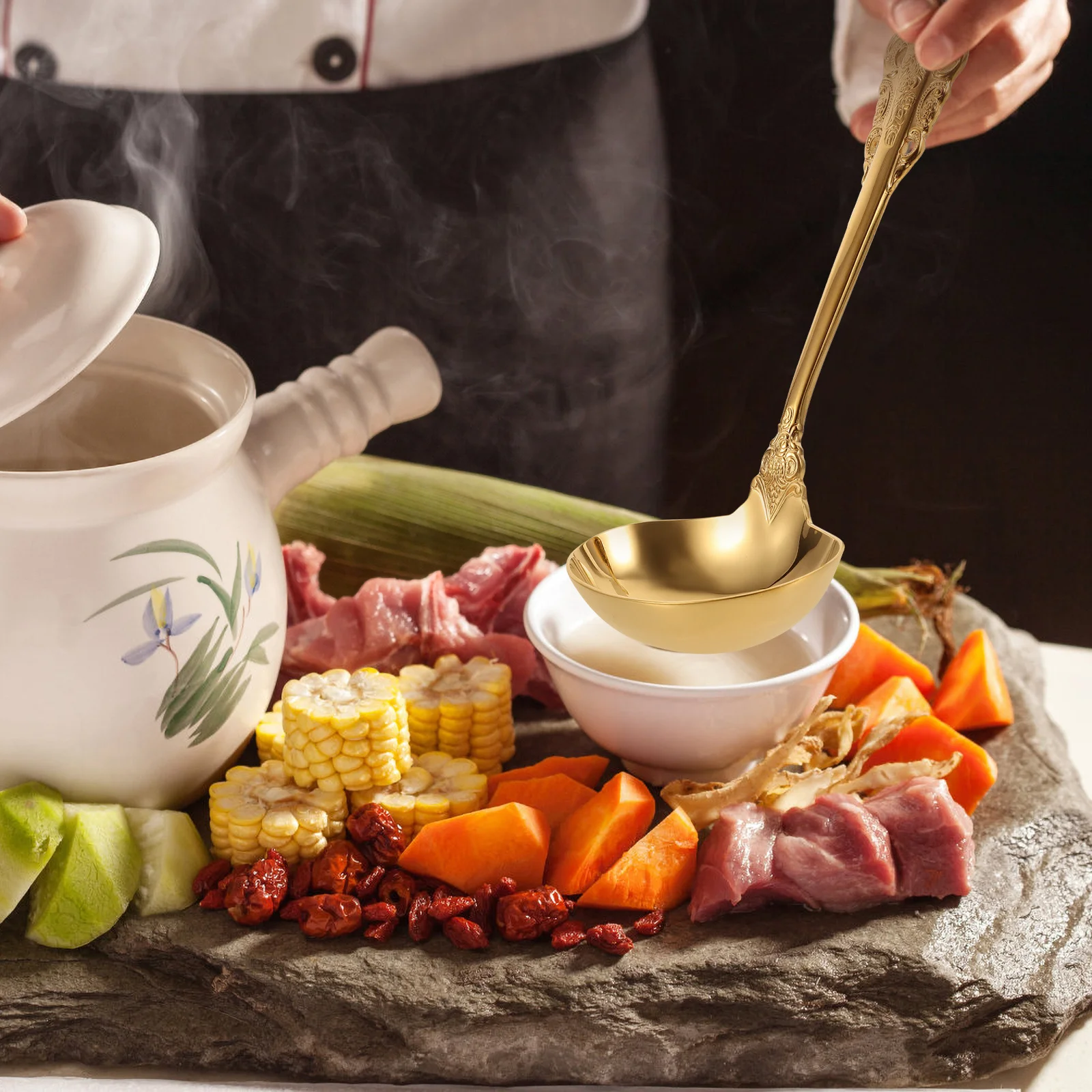 

Stainless Steel Soup Spoons Ladle for Serving Gravy Cooking Kitchen Silverware Large Appliance Utensil Home Restaurant Tool