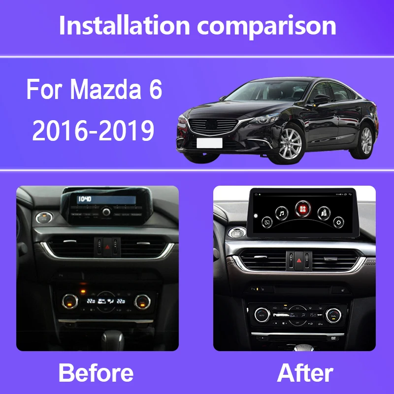 10.25 Inch For MAZDA 6 2016-2019 Car Multimedia Player Gps Navigation Radio Android 12.0 RAM 8G ROM 256G Octa Core 4G WIFI SIM