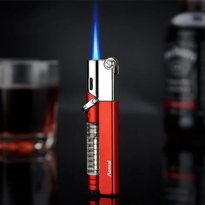 NEW Strip Torch Jet Lighter Windproof Gas Window Metal Lighter Inflatable Butane 1300 C Cigarette Cigar Lighter Gadgets For Men