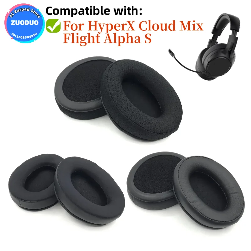 

Protein Leather Earpads Cushions for HyperX Cloud Mix Flight Alpha S Headphones, Replacement Ear Pads Headset