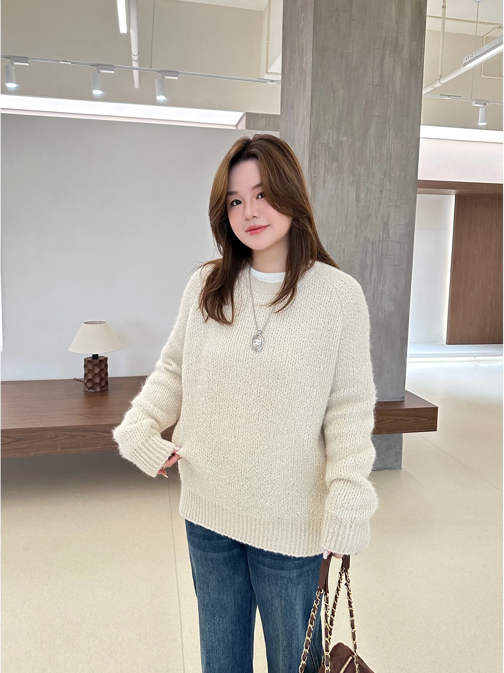 

Вязаный свитер Gio Gio из перуанской шерсти альпаки с эффектом букле, высокой плотности вязки, женский, свободного кроя, теплый, с длинными рукавами, для зимы