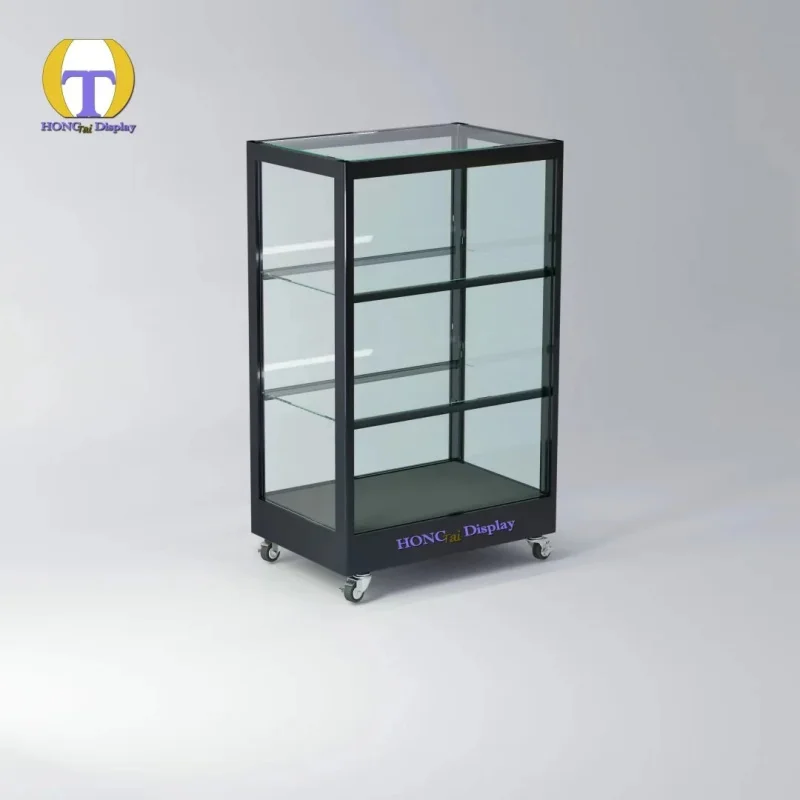 custom.Commercial Use LED Lighting Jewelry Display Showcase Heavy Duty Eco-Friendly Tempered Glass HongTai HT-233 2026 New Arriv
