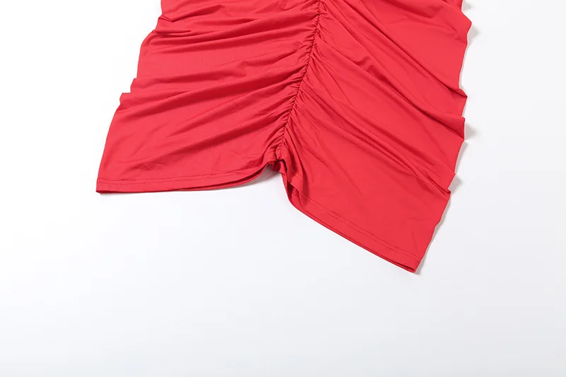 Red Backless Ruched Bodycon Maxi Party Dress Women Turtleneck Full Sleeve Slim Birthday Long Robe Evening Gown Christmas Outfits