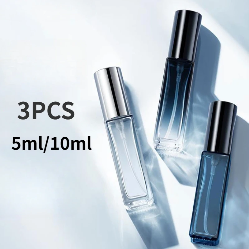 Mini botellas de vidrio rellenables para Perfume, botella portátil para viaje, atomizador de Perfume, contenedor de Cosméticos líquidos, 3 piezas,