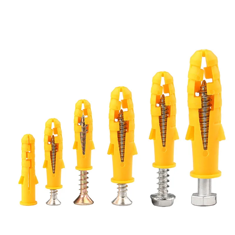 M6 M8 M10 Yellow Plastic Expansion Pipe Column Concrete Wall Plug Frame Fixing Tube Anchors For To The Fixed On Drywall