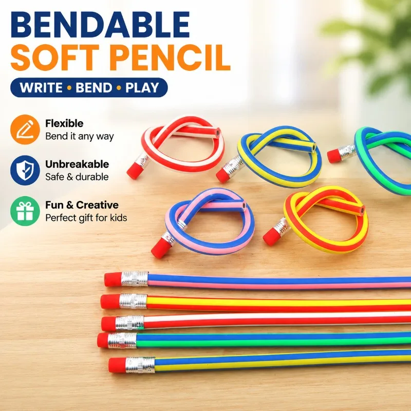 Unbreakable Bendable Soft Pencil Novelty Foldable Toy Pen Creative Deformation Stationery Kid Reward Gift School Classroom