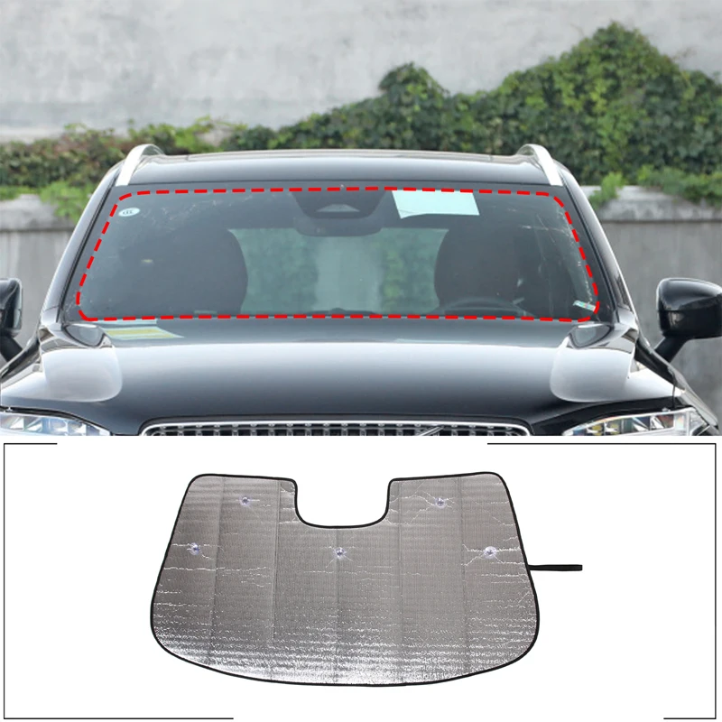 

For Volvo XC90 2019-2023 Aluminum Foil Silver Car Styling Car Front Glass UV Protection Sunshade Car Interior Accessories