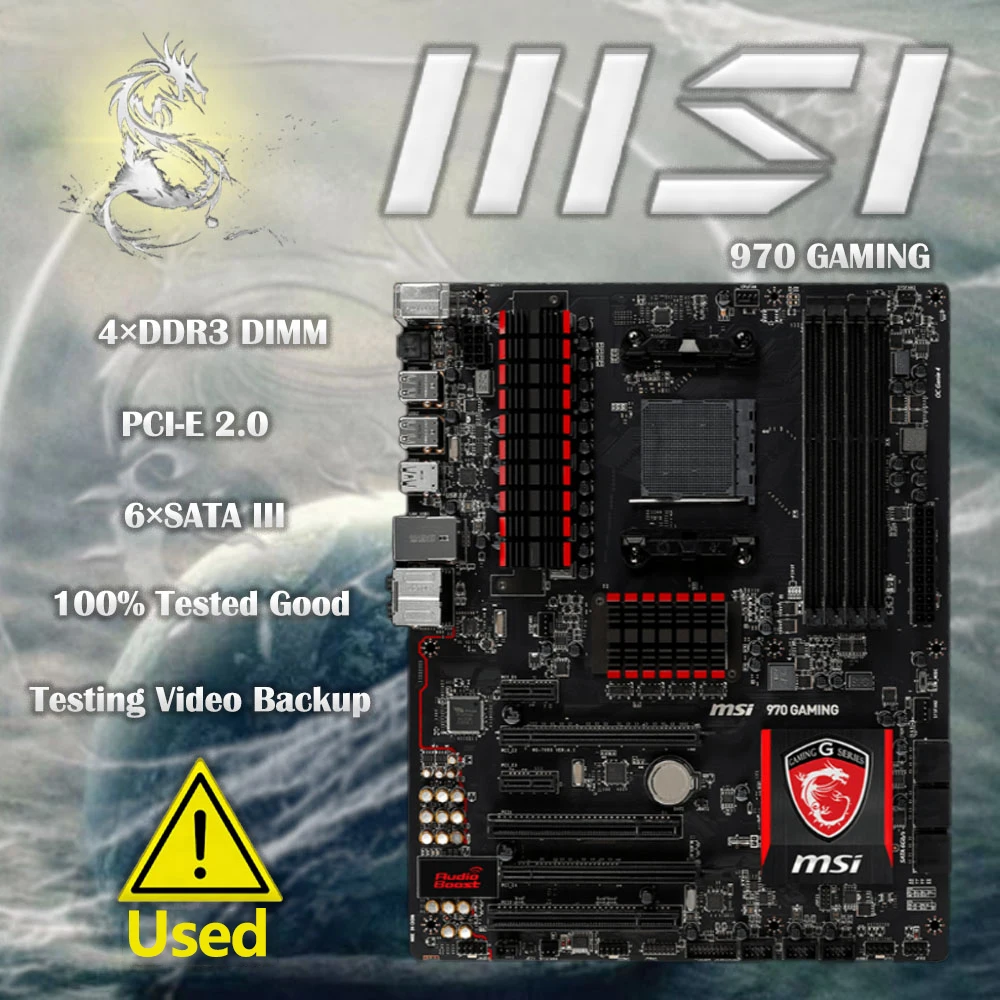 

Б/у игровая планшетофон MSI 970, Socket AM3/AM3 + с AMD 970 DDR3 32 Гб PCI-E 2,0 SATA 3,0 оригинальная десктопная материнская плата