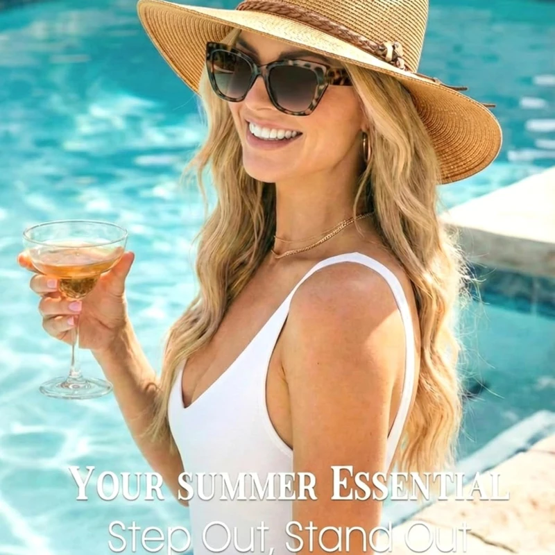 1pc Summer Straw Beach Sun Hat - Hat Floppy Wide recension och pris