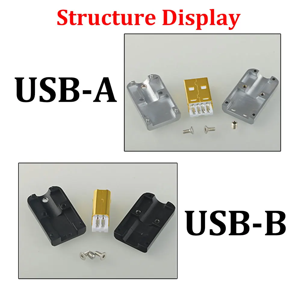 1Piece USB Data Cable DIY Type A Type B USB A USB B USB 2.0 Connector Jack Tail Sockect Connector Port Sockect Metal Casing