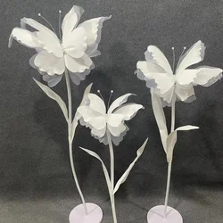 3Pcs Artificial Butterfly Gauze Foam Flower Outdoor Wedding Decor Road Lead Flower Home Event Party Backdop Decor Window Layout
