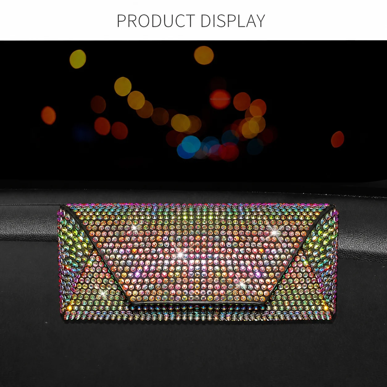 Auto Eyeglasses Storage Holder Rhinestone Glasses Case Car Sunglasses Case Stable Car Eyeglasses Holder For Eyeglasses Storage