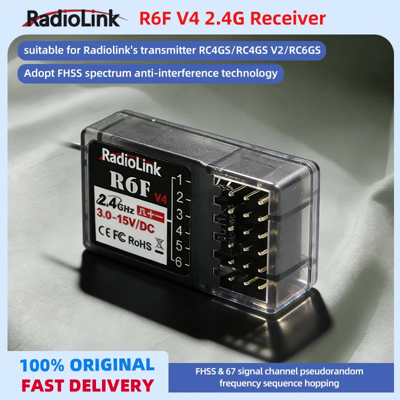 Radiolink R6F V4 2.4G FHSS 6-Channel Radio Control Receiver System for RC4GS