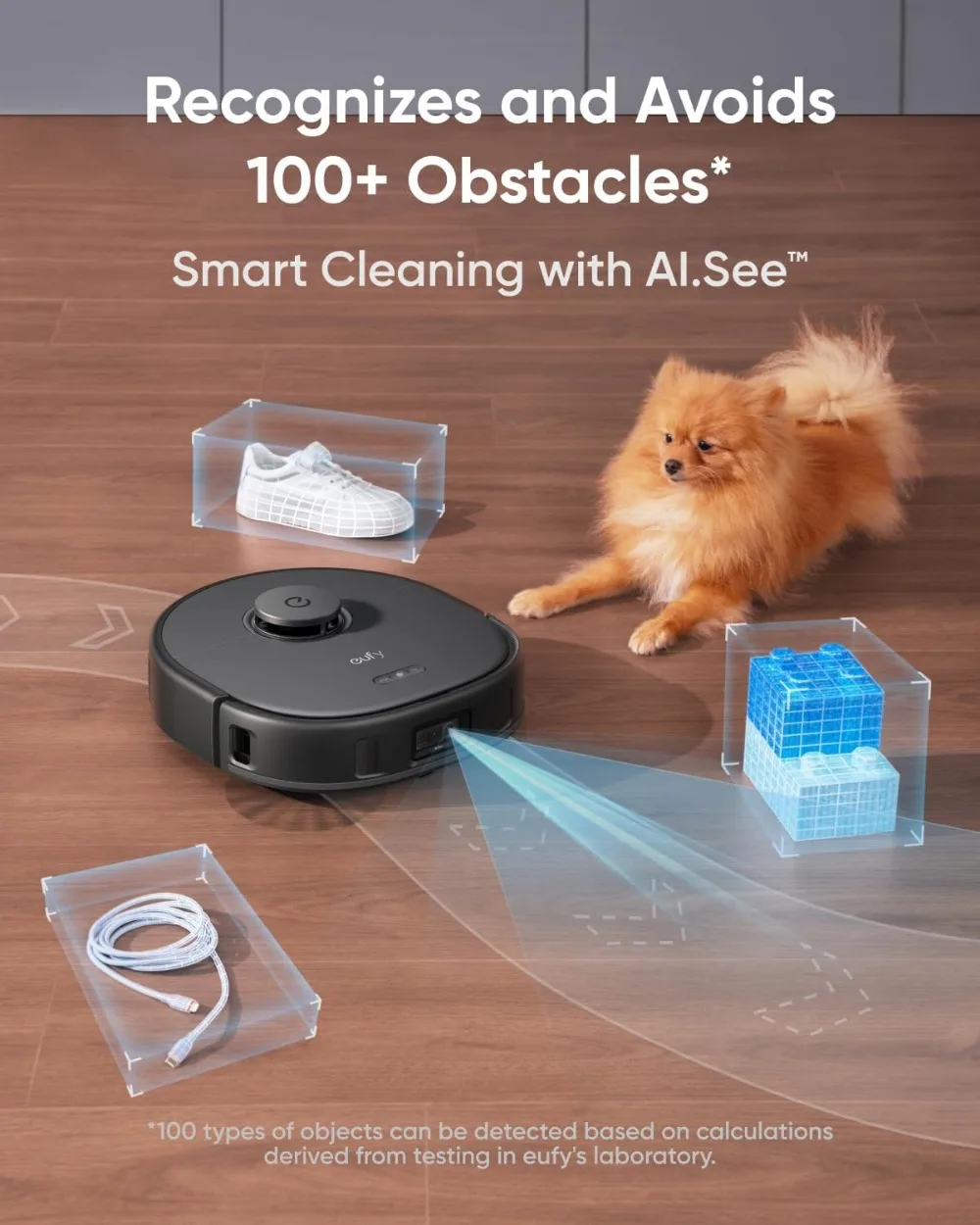 Eufy Omni Robot Vacuum and Mop with 8,000 Pa Suction, Dual Mops with 12 Mm Auto-Lift and Carpet Detection, AI Obstacle Avoidance