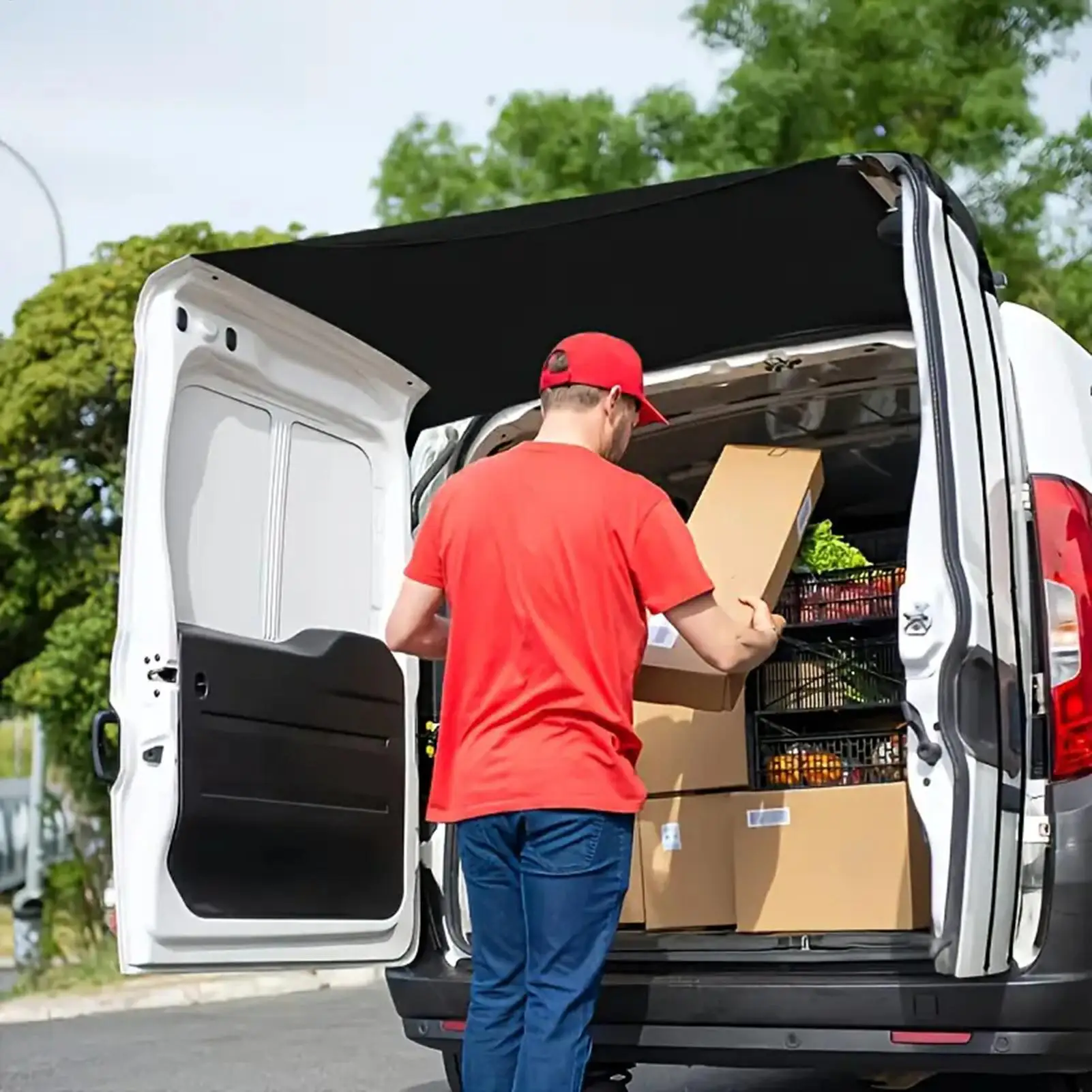 RV غطاء الباب الخلفي Campervan الباب الخلفي المظلة غطاء يندبروف شاحنة فان الخلفي حامي للتخييم التنزه الشاطئ نزهة في الهواء الطلق