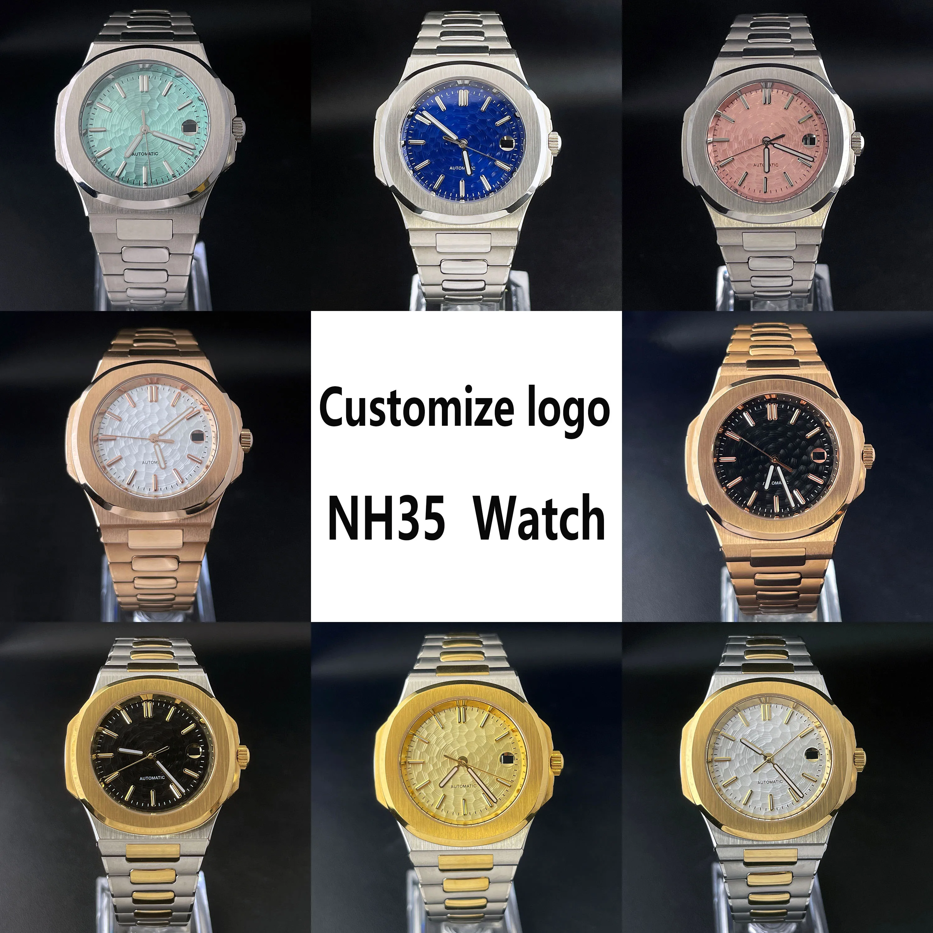 

Мужские часы NH35, индивидуальный логотип, циферблат, механические часы из нержавеющей стали, подходят для спортивных часов NH35